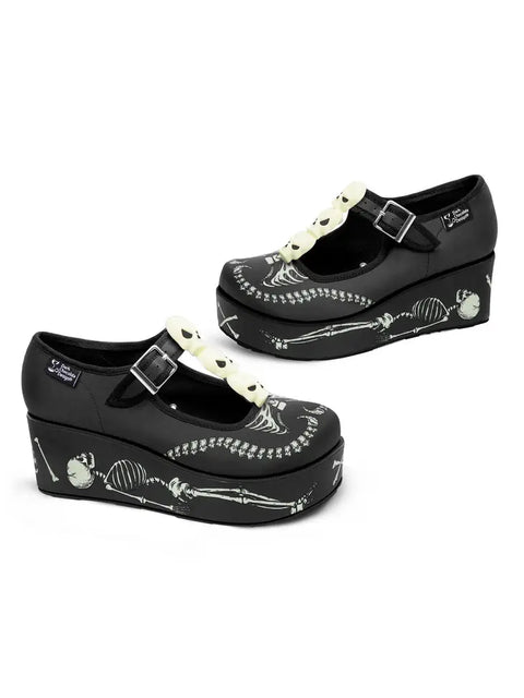 Women's Shoe - Chocolaticas® Skeletons Under Your Bed Mary Jane Platform