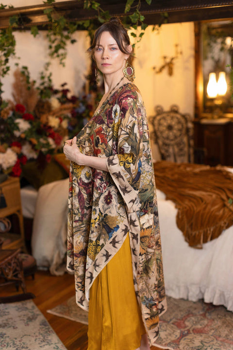 Duster Kimono - Golden Hour Goddess with Floral Print