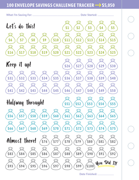 Binder - My 100 Envelope Savings Challenge