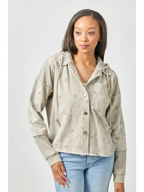 Jacket - Star Embroidery Washed Stone