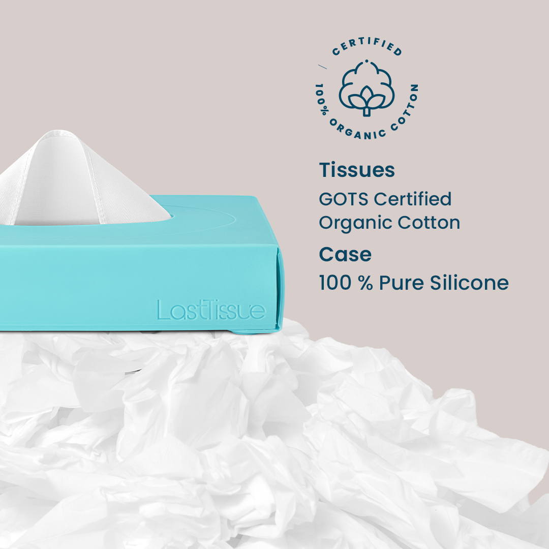 LastTissue BigBox - Reusable Organic Cotton Tissue Box: Whale Blue