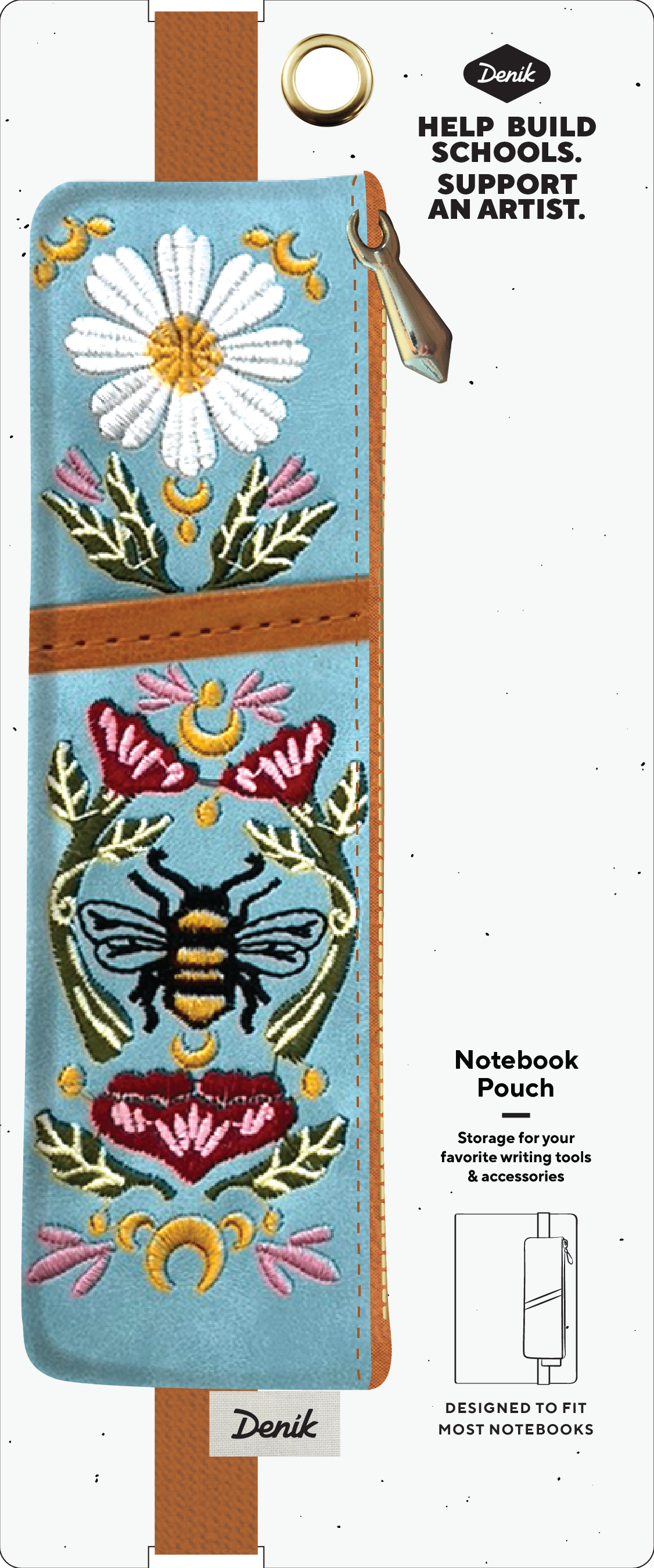 Notebook Pouch - Honeybee Tea Embroidered