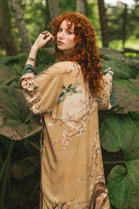 Duster Kimono Robe - Fable Opera with Deer Moon & Blossom