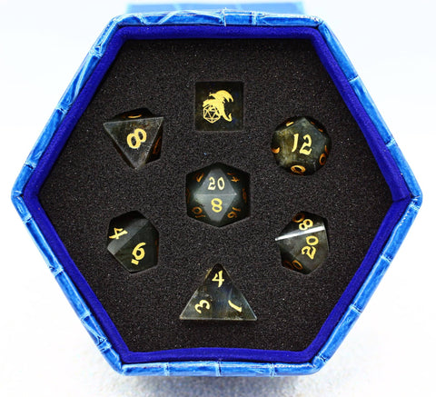Dragon's Hoard Gemstone Polyhedral Dice Set - Labradorite
