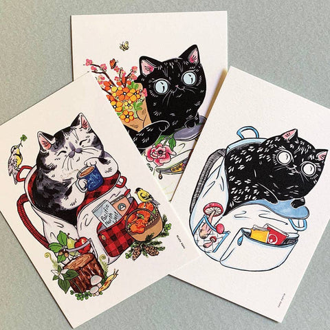 Postcard - Flower Forager Cat