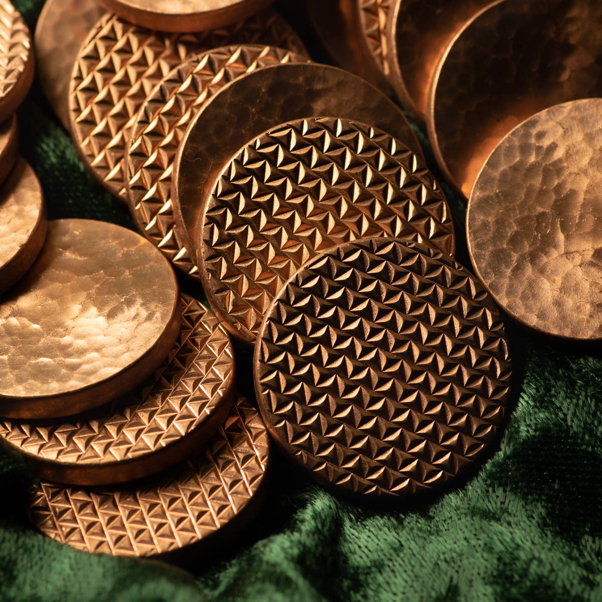 Deluxe Worry Coin - Geometric and Hammered Copper Coin