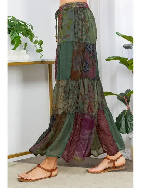 Pants - Long Flared Patch Boho Babe Grey