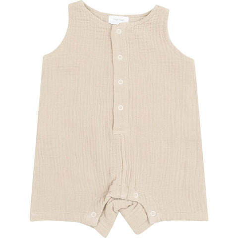 Sleeveless Shortie Romper - Muslin Oxford Tan