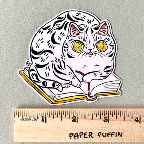 Sticker - Book Striped Cat