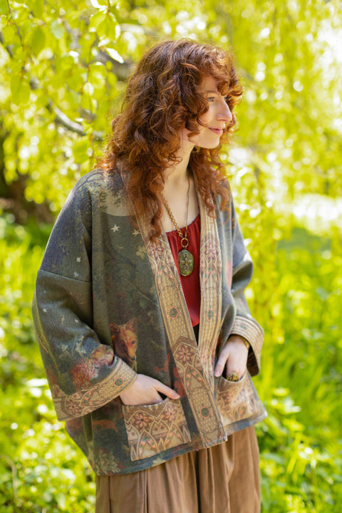Fleece Cottage Cardigan Jacket - The Messenger with Joan of Arc