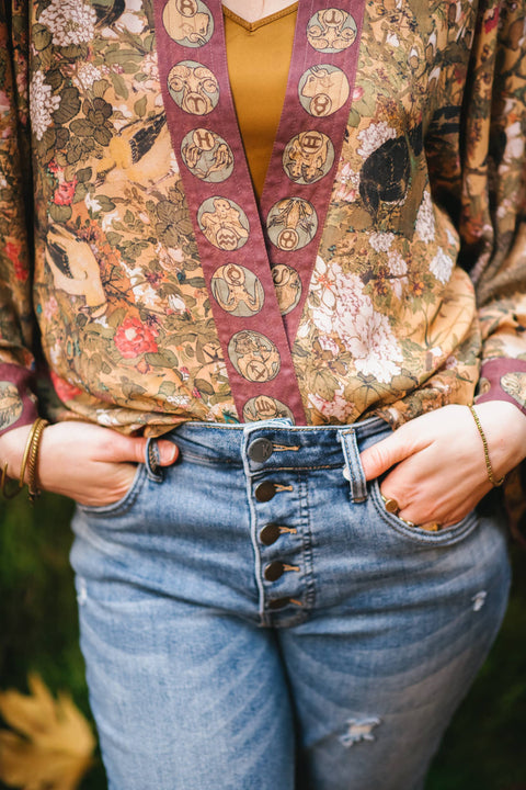 Cropped Bamboo Kimono Cardigan - Dreamweaver With Zodiac Signs