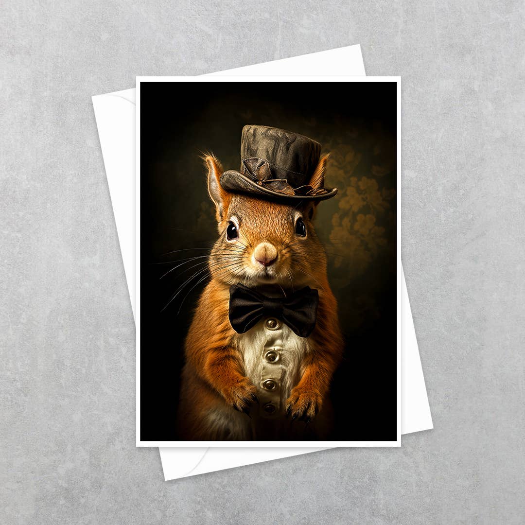 Greeting Card - Victorian Squirrel in a Top Hat
