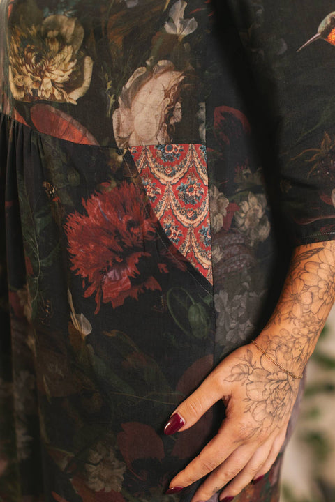 Artist Dress Tunic - Flight of Fancy Hummingbirds