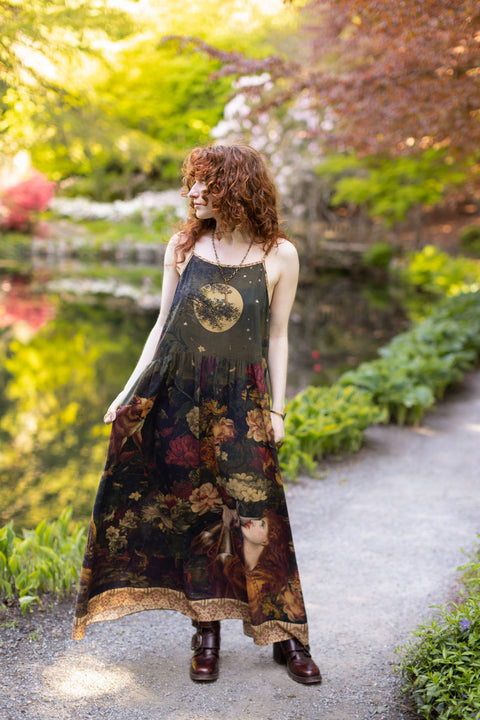 Long Maxi Slip Dress - The Messenger w/ Joan of Arc & Florals