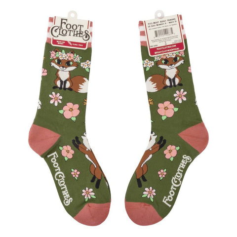 Crew Socks - Floral Foxes