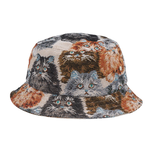 Bucket Hat - Vintage Tapestry Cat Jacquard