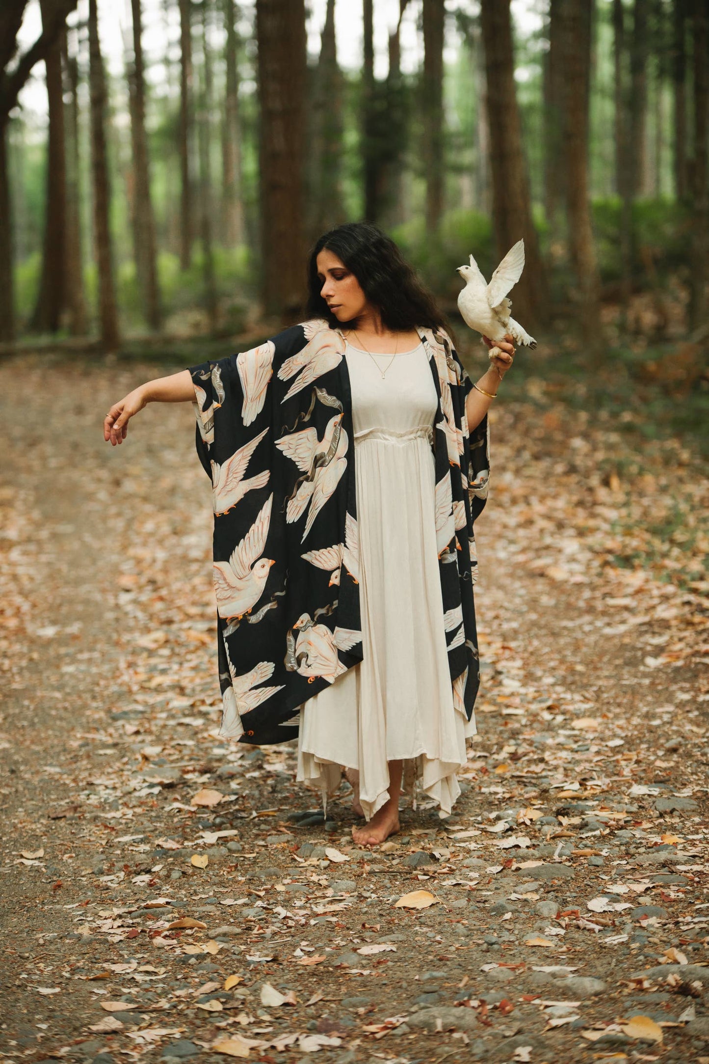 Starduster Bamboo Bohemian Kimono - Midnight Doves