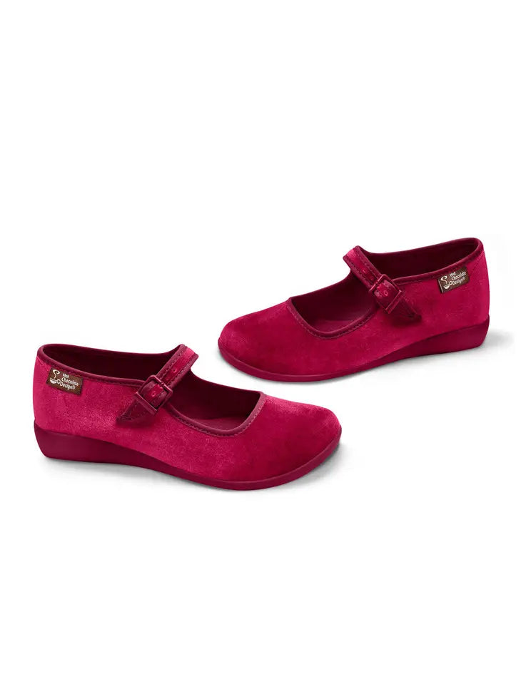 Women's Shoe - Chocolaticas® Red Wine Mary Jane Flat