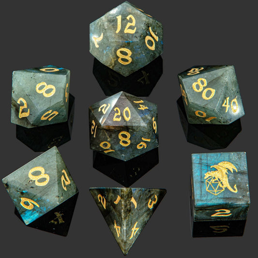Dragon's Hoard Gemstone Polyhedral Dice Set - Labradorite