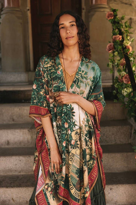 Goddess Duster Kimono - Wildheart with Florals, Unicorn & Castle