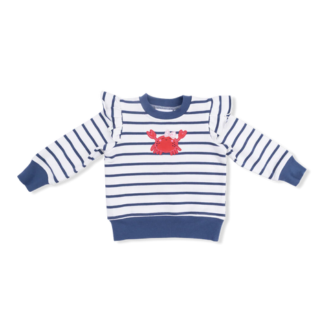 Ruffle Shoulder Sweatshirt - Sailor Sea Creatures Applique