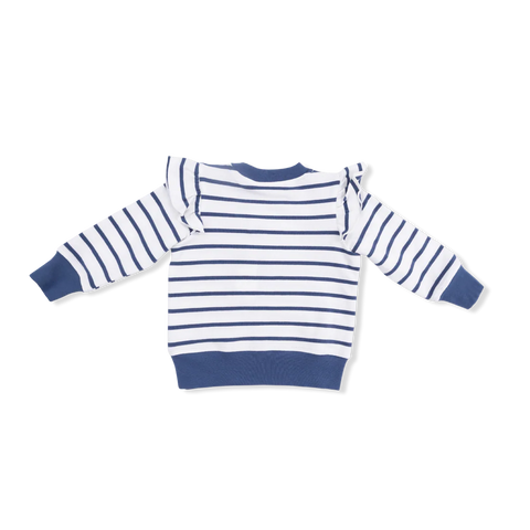 Ruffle Shoulder Sweatshirt - Sailor Sea Creatures Applique