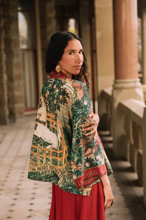 Pixie Duster Crop Kimono - Wildheart wtih Unicorn & Castle