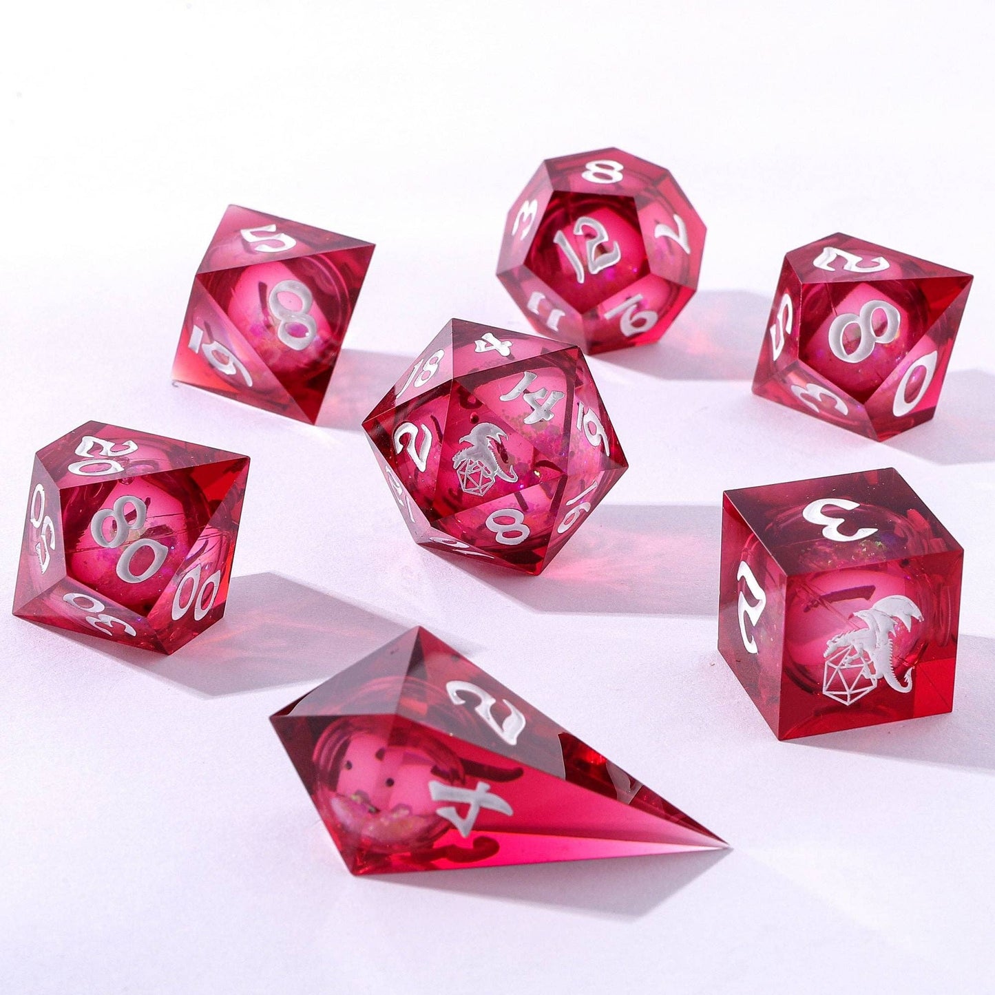 Captured Magic Liquid Core Sharp Edge Resin Dice Set - Shadowfae Euphoria