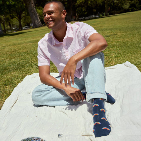 Socks that Save LGBTQ Lives - Navy Rainbows