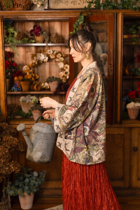 Fleece Cottage Cardigan Kimono Jacket - Golden Hour