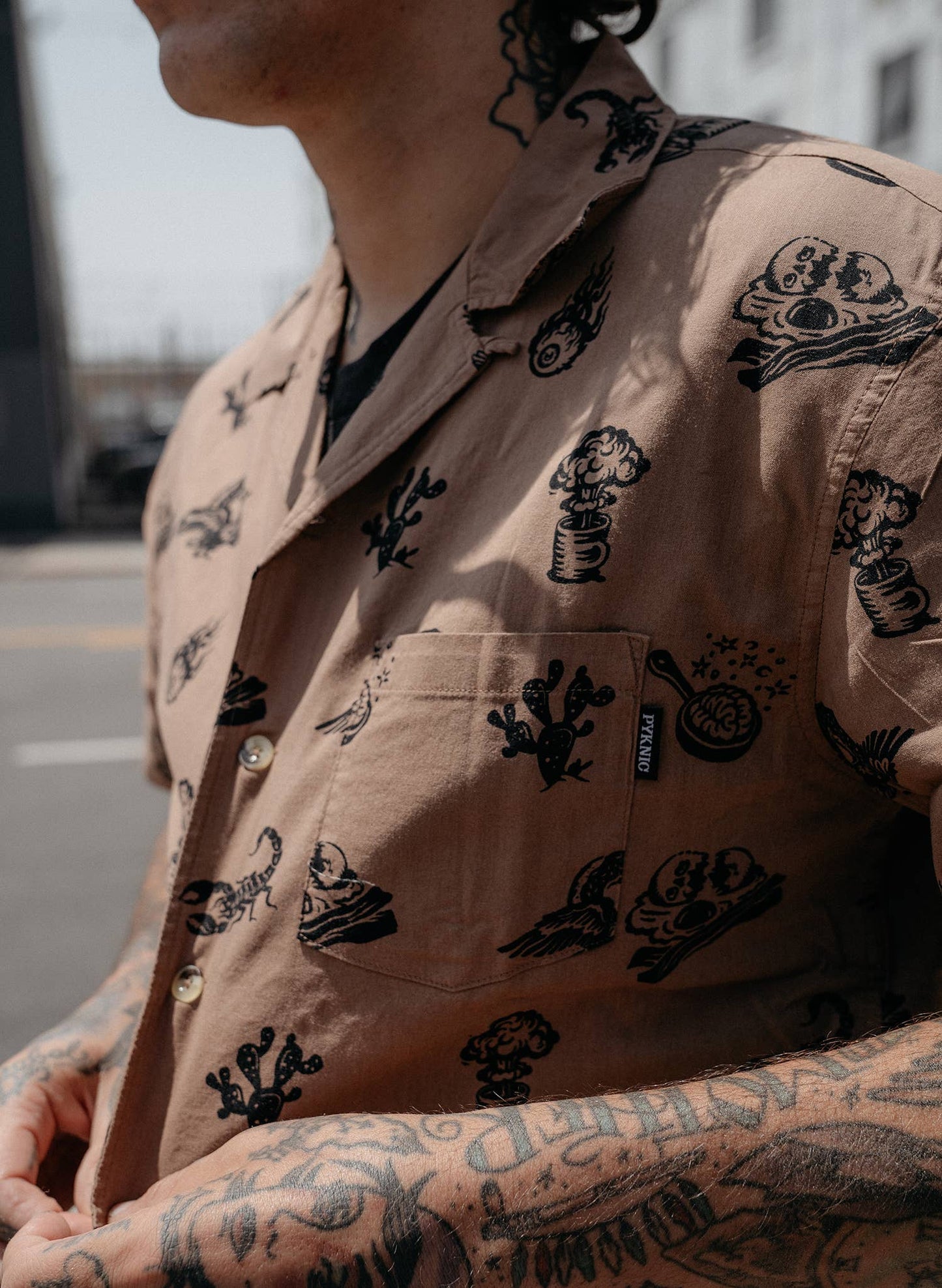 Button-Up Shirt (Mens) - Brain Fried Desert