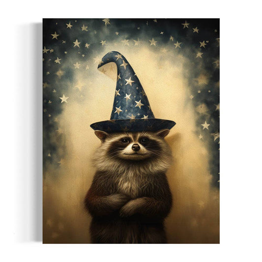 Magic Raccoon in Wizard Hat  Wall Art 4AS