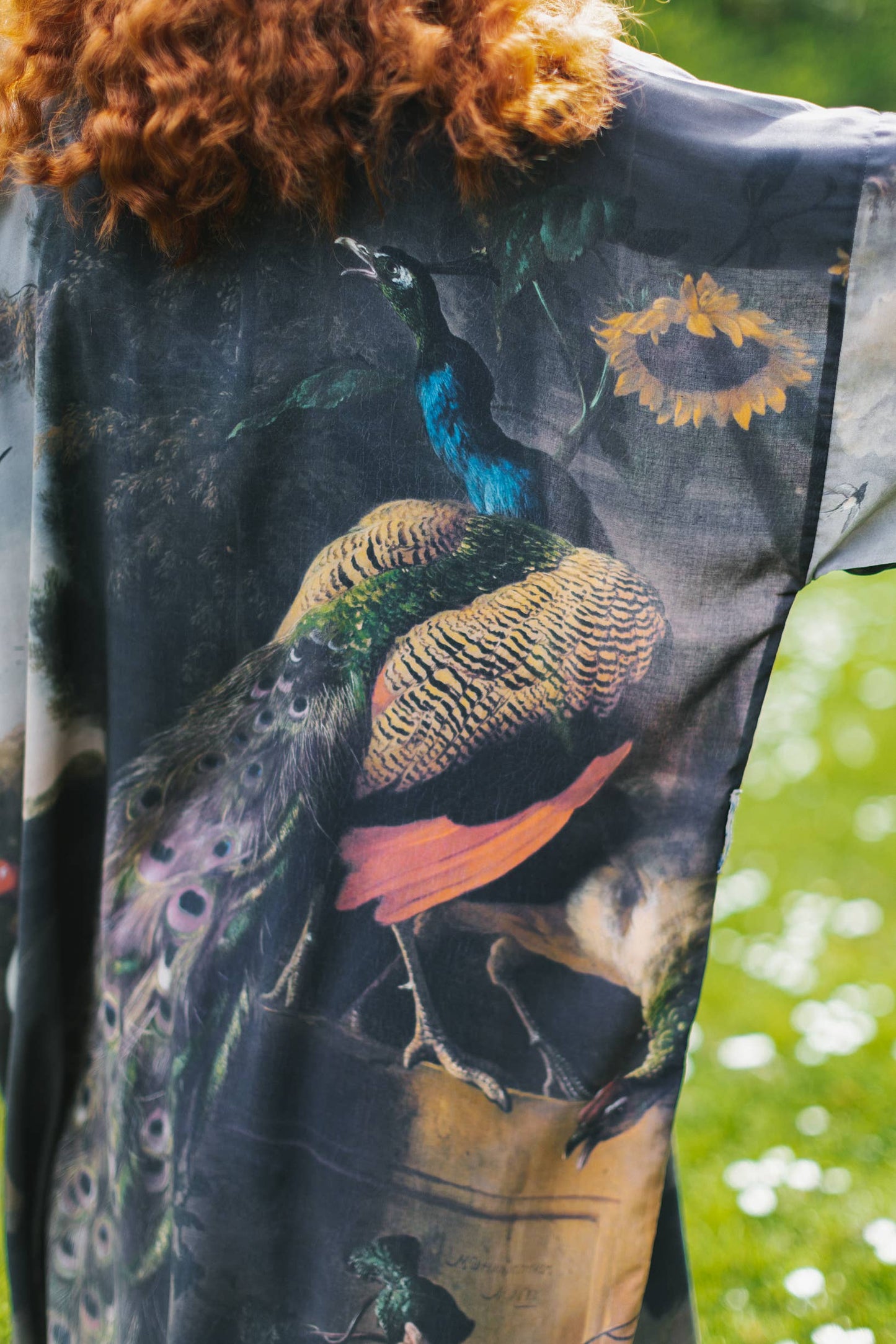 Opera Wild Beauty Bamboo Kimono Duster - Peacock Print