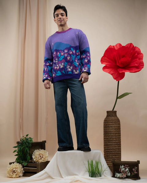 Sweater - Violet Flower