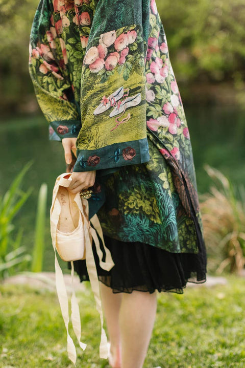 Matinée Duster Kimono - The Daydreamer w/ Roses & Rabbits