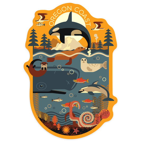 Sticker - Oregon Coast, Marine Animals (Vinyl)