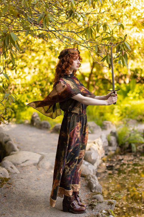 Long Maxi Slip Dress - The Messenger w/ Joan of Arc & Florals