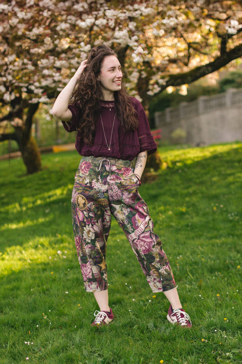 Linen Cropped Artist Pant - Make A Wish w/ Wishbone, Dandelion