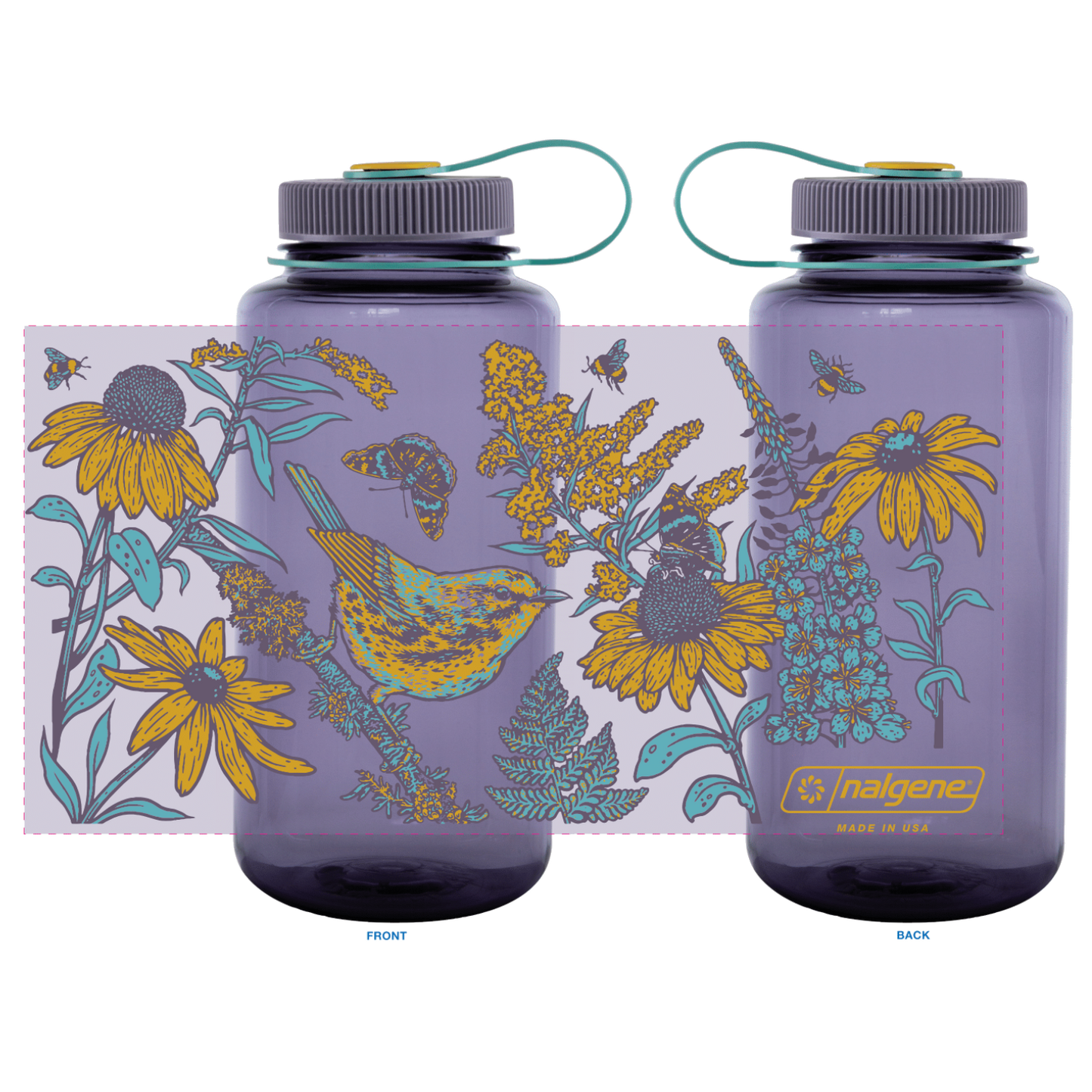 Water Bottle (32oz) - Prairie Warbler