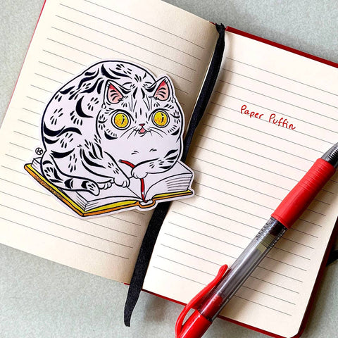 Sticker - Book Striped Cat