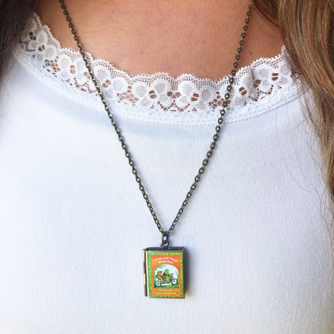 Necklace - Book Locket Frog and Toad Together: Bronze