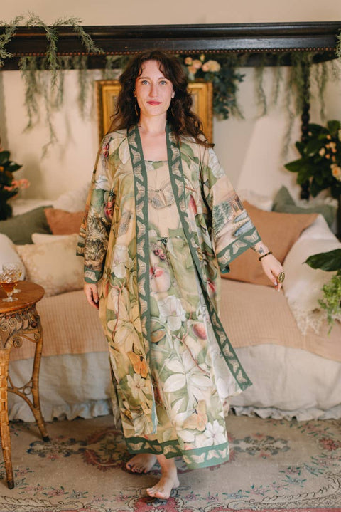 Bohéme Long Maxi Slip Dress - Fleur De Soleil with Florals