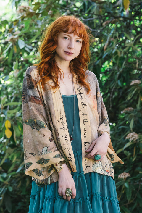 Cropped Kimono - Lovelight Pixie with Woodland Swallow & Stars