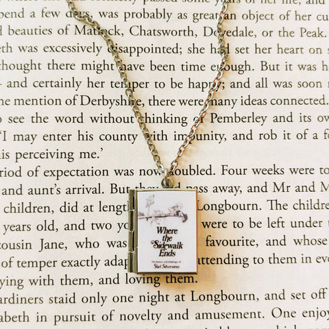 Necklace - Book Locket: Where the Sidewalk Ends Stainless Steel