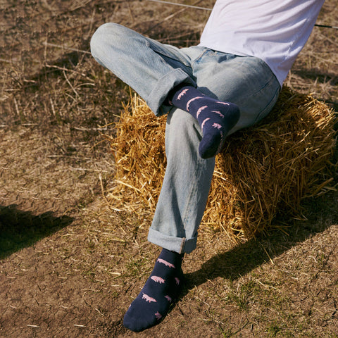 Socks that Save Pigs - Navy