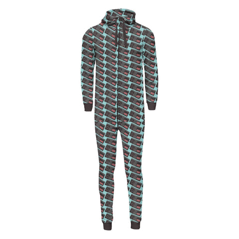 Adult Fleece Jumpsuit - Summer Sky Retro Game Controller