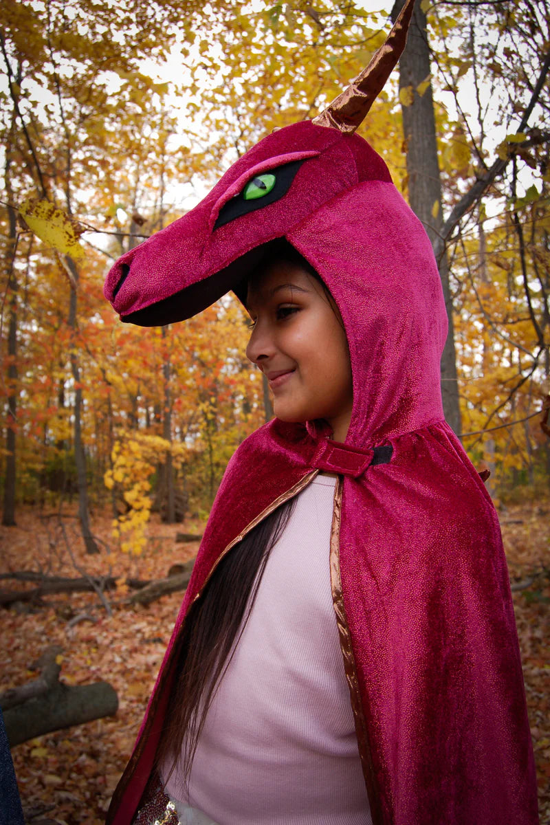 Dress Up - Dragon Cape With Hood Starry Night Red/Copper