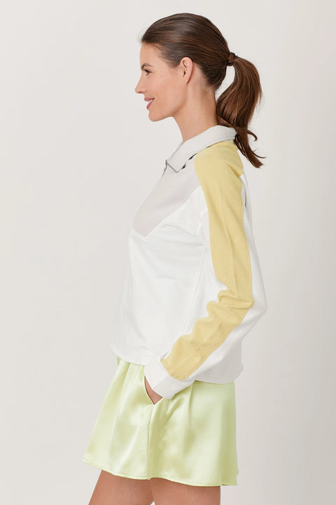Pullover - Color Block Terry Off White Mix