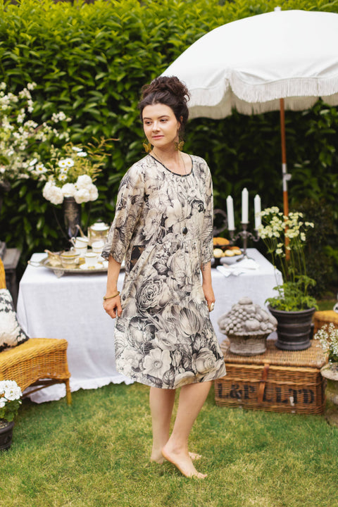 Artist Dress with Pockets - Honey & The Moon Florals & Bees