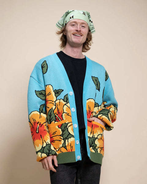 Cardigan - Orange Hibiscus